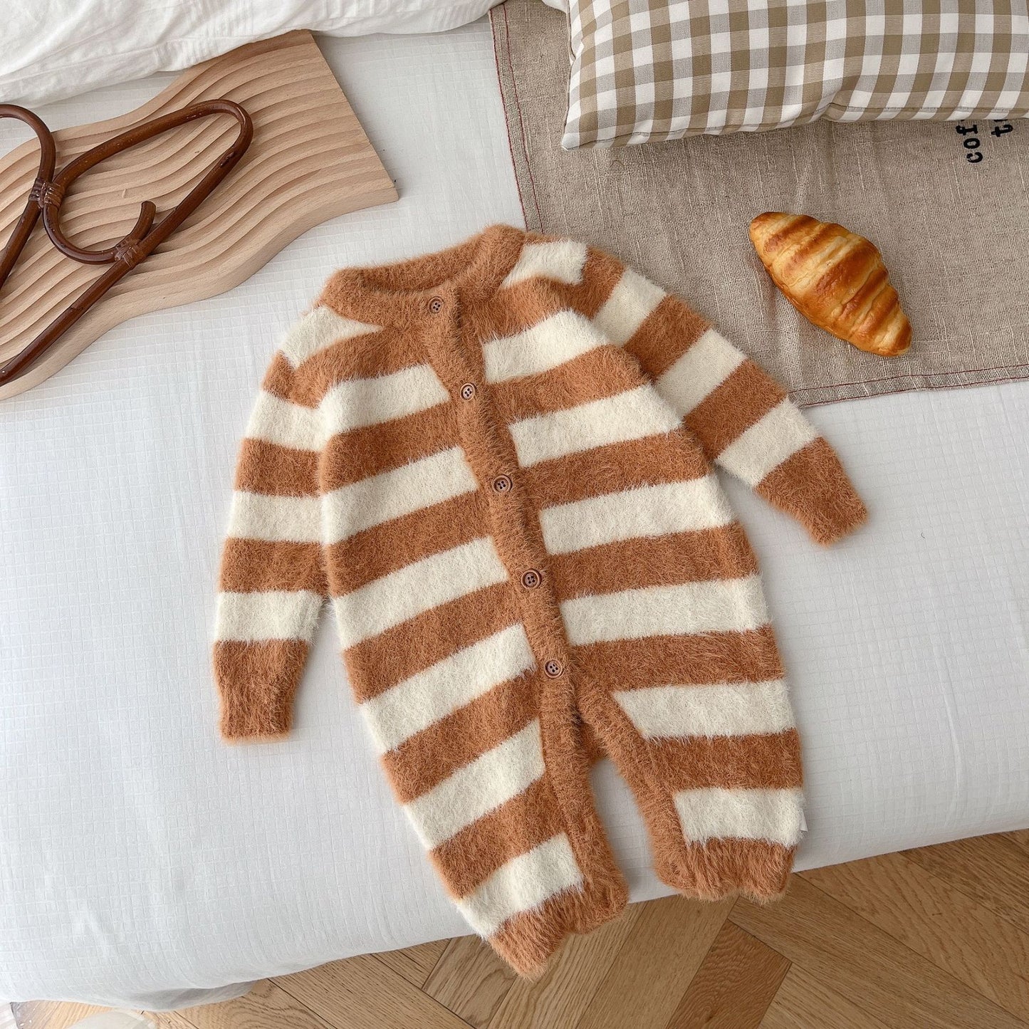 Baby Jumpsuit Baby Mink Fur Striped Romper