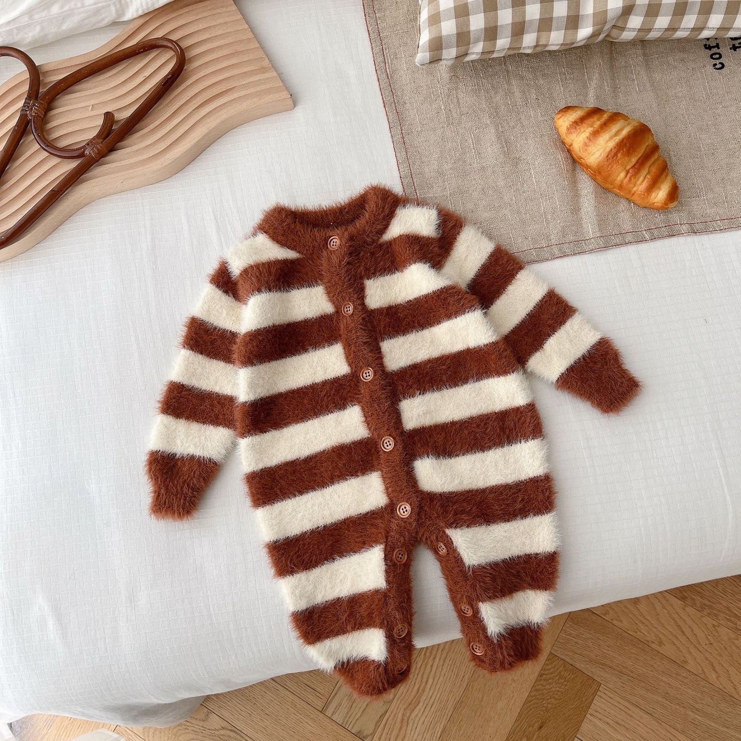 Baby Jumpsuit Baby Mink Fur Striped Romper